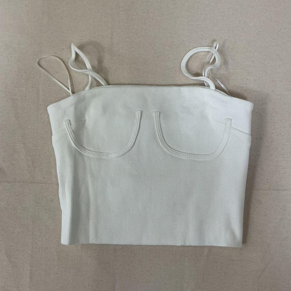 O.Bianca white‎ ribbed crop top